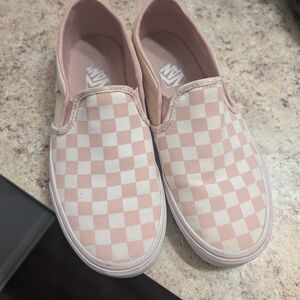 Vans Pink Checkered Slip-On Shoes